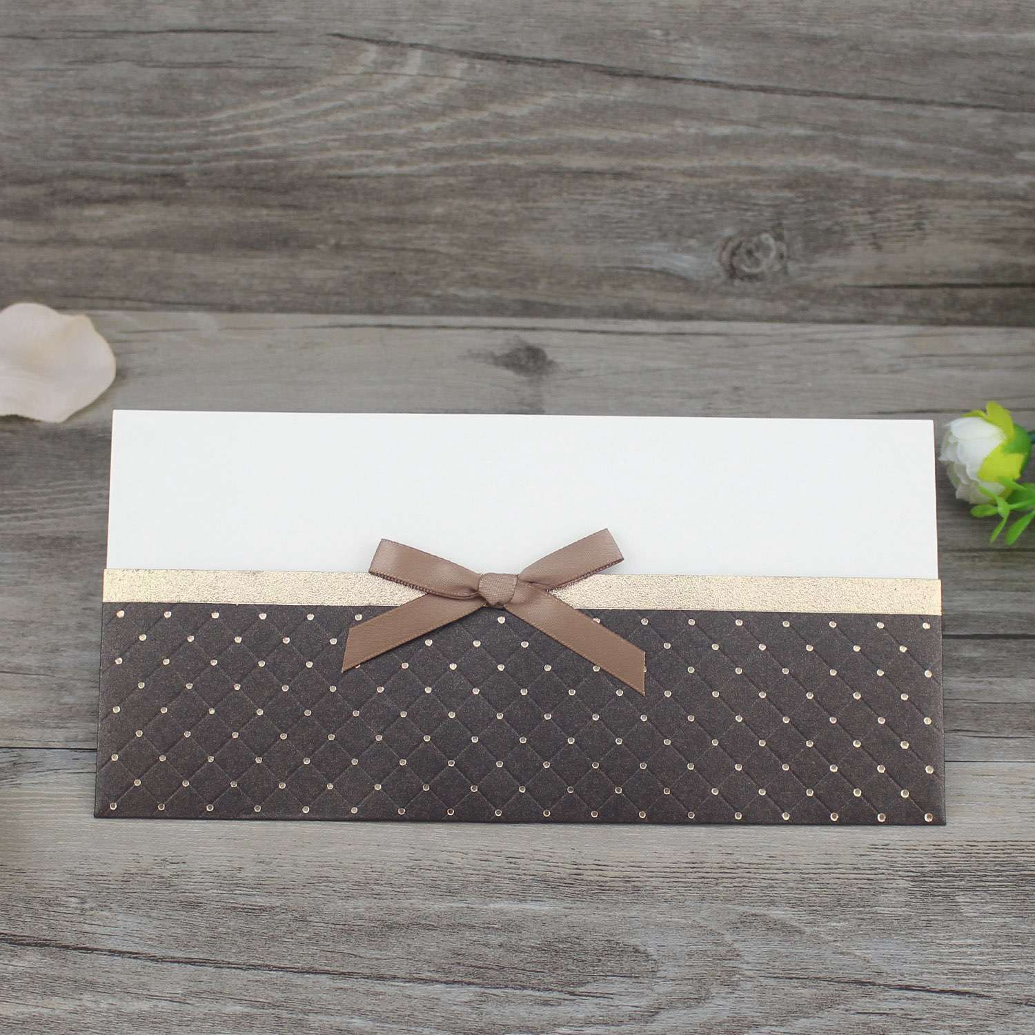 Rectangle Invitation Card with Envelope Tartan Design Thank You Card 